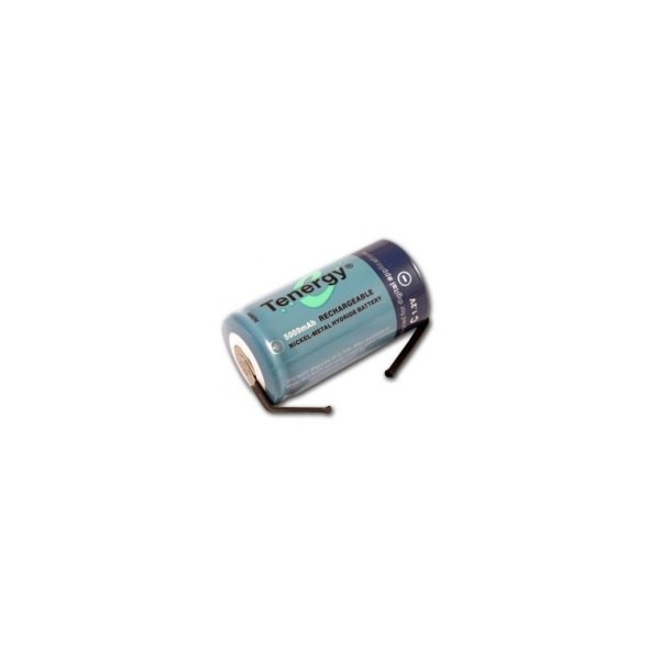 NiMH battery C 5000 mAh flat head with tabs - 1,2V - Tenergy