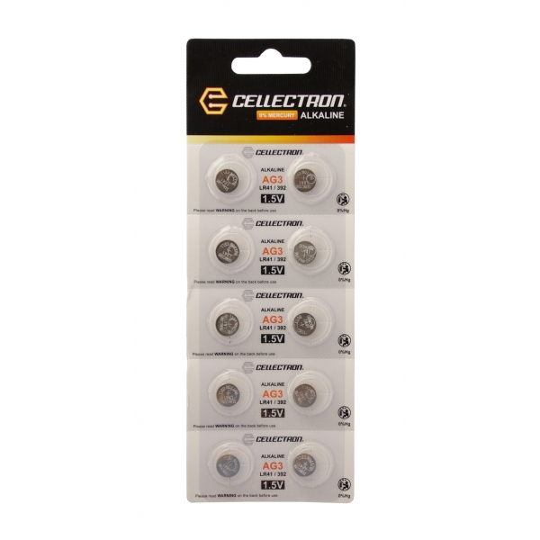 AG3 10 button cell battery AG3 / LR41 / 392 1,5V Cellectron