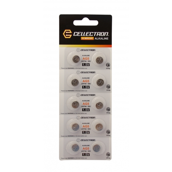 AG5 10 button cell battery AG5 / LR754 / 393 1,5V Cellectron