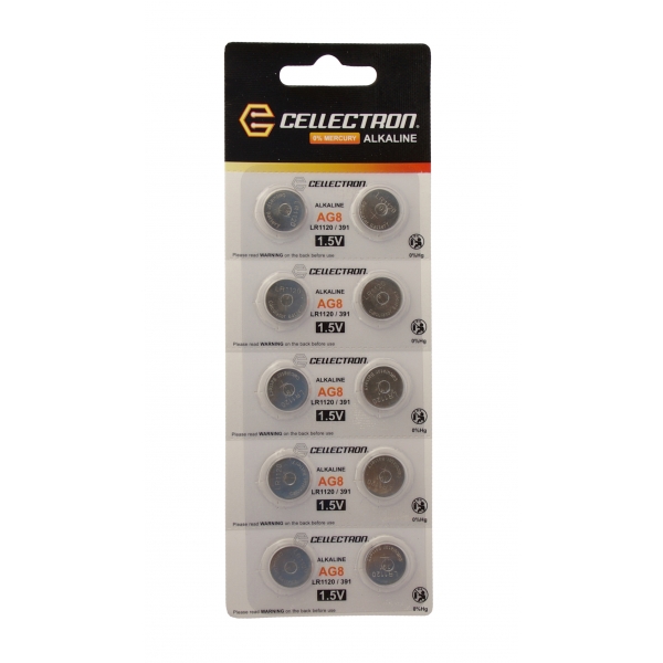 AG8 10 button cell battery AG8 / LR1120 / 391 1,5V Cellectron