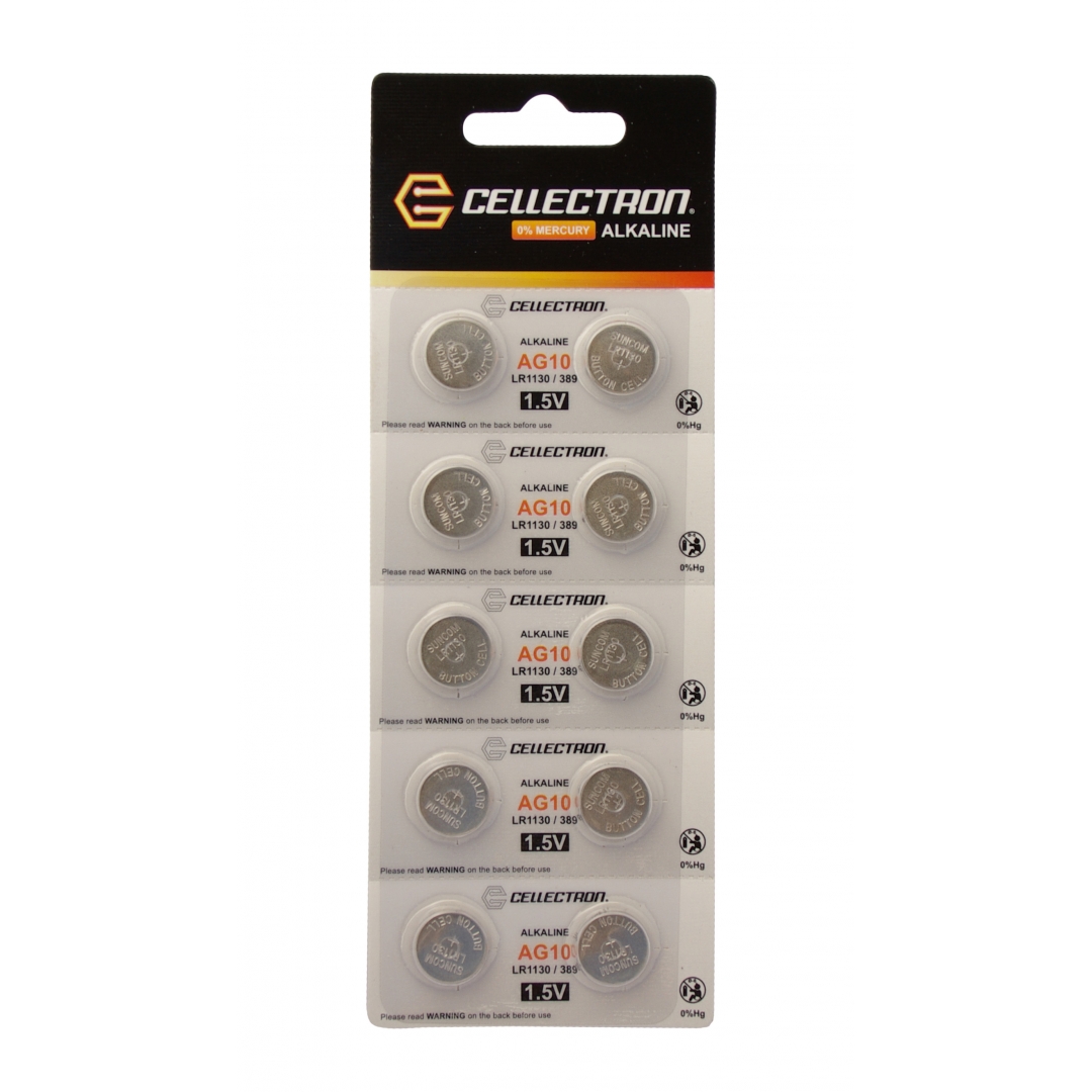 AG10 10 button cell battery AG10 / LR1130 / 389 1,5V Cellectron