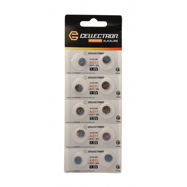 AG11 10 button cell battery AG11 / LR721 / 362 1,5V Cellectron