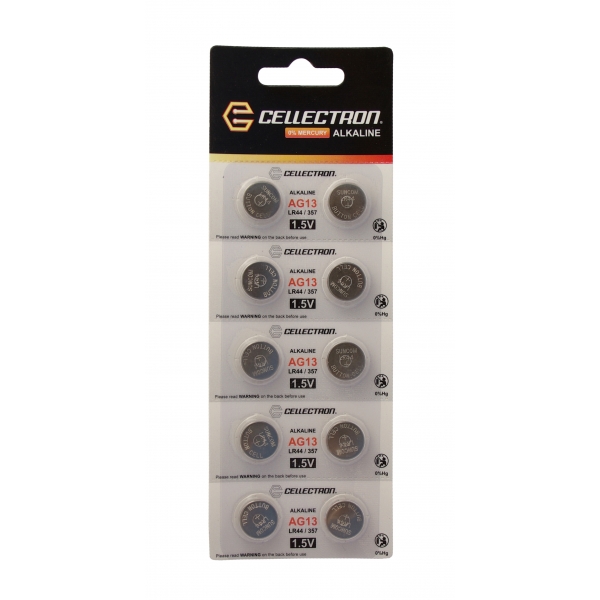 AG13 10 button cell battery AG13 / LR44 / 357 1,5V Cellectron