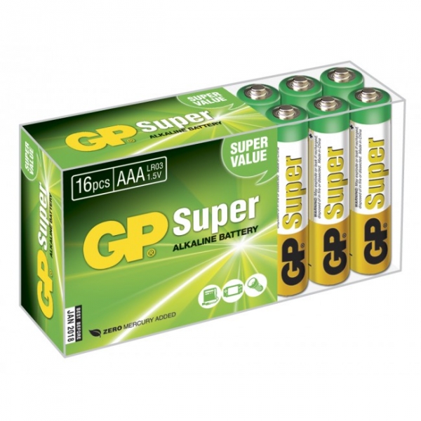 Alkaline battery 16 x AAA / LR03 SUPER - 1,5V - GP Battery
