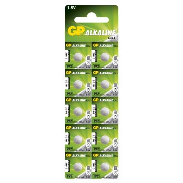 Alkaline button cell battery 10 x GP 192 / LR41 / V3GA / - 1,5V - GP Battery