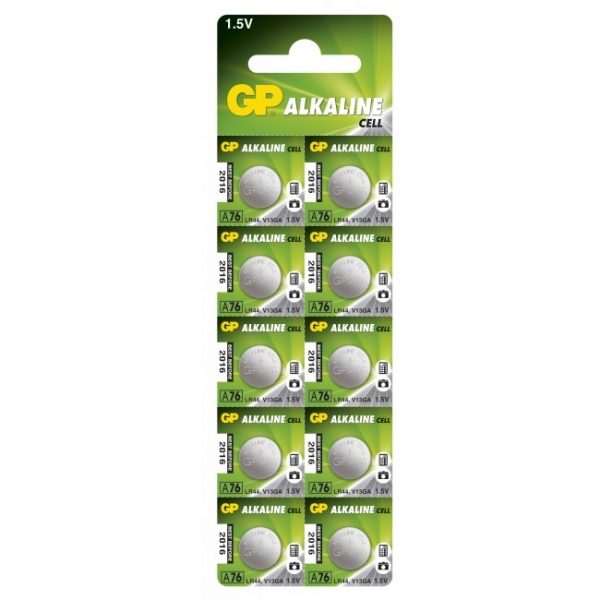 Alkaline button cell battery 10 x GP A76 / LR44 / V13GA - 1,5V - GP Battery