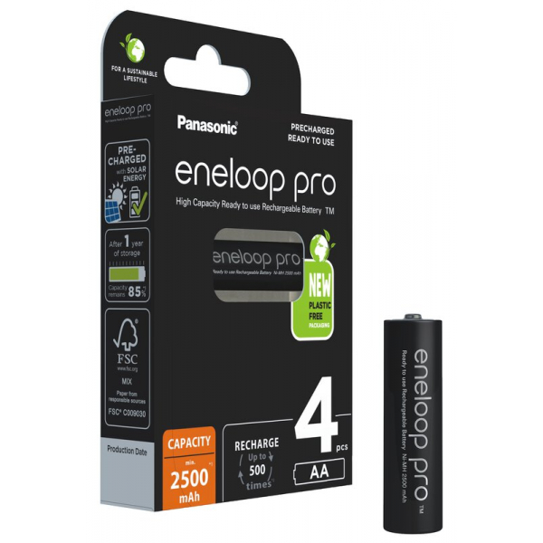 Panasonic Eneloop PRO NEW R6 AA 2500mAh x 4 rechargeable batteries (blister)