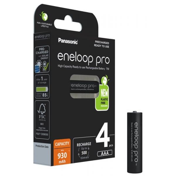 Panasonic Eneloop PRO NEW Ni-MH 930mAh R03/AAA x 4 rechargeable batteries (blister)