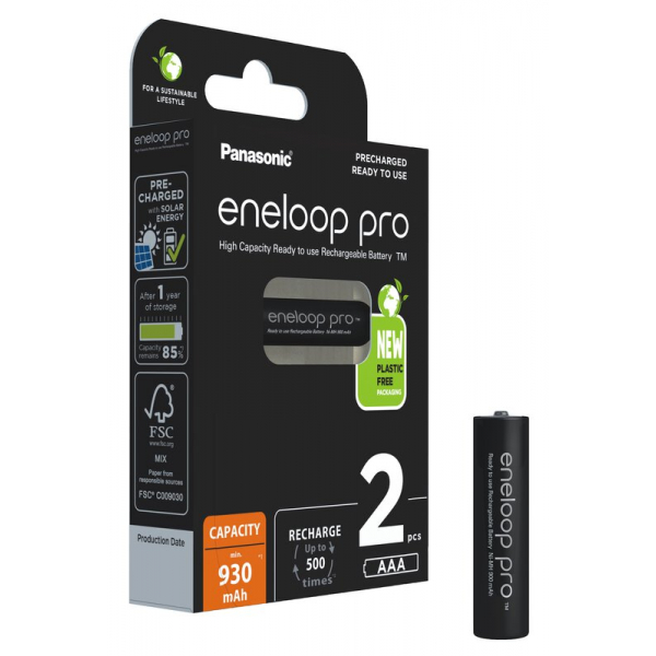 Panasonic Eneloop PRO NEW Ni-MH 930mAh R03/AAA x 2 rechargeable batteries (blister)