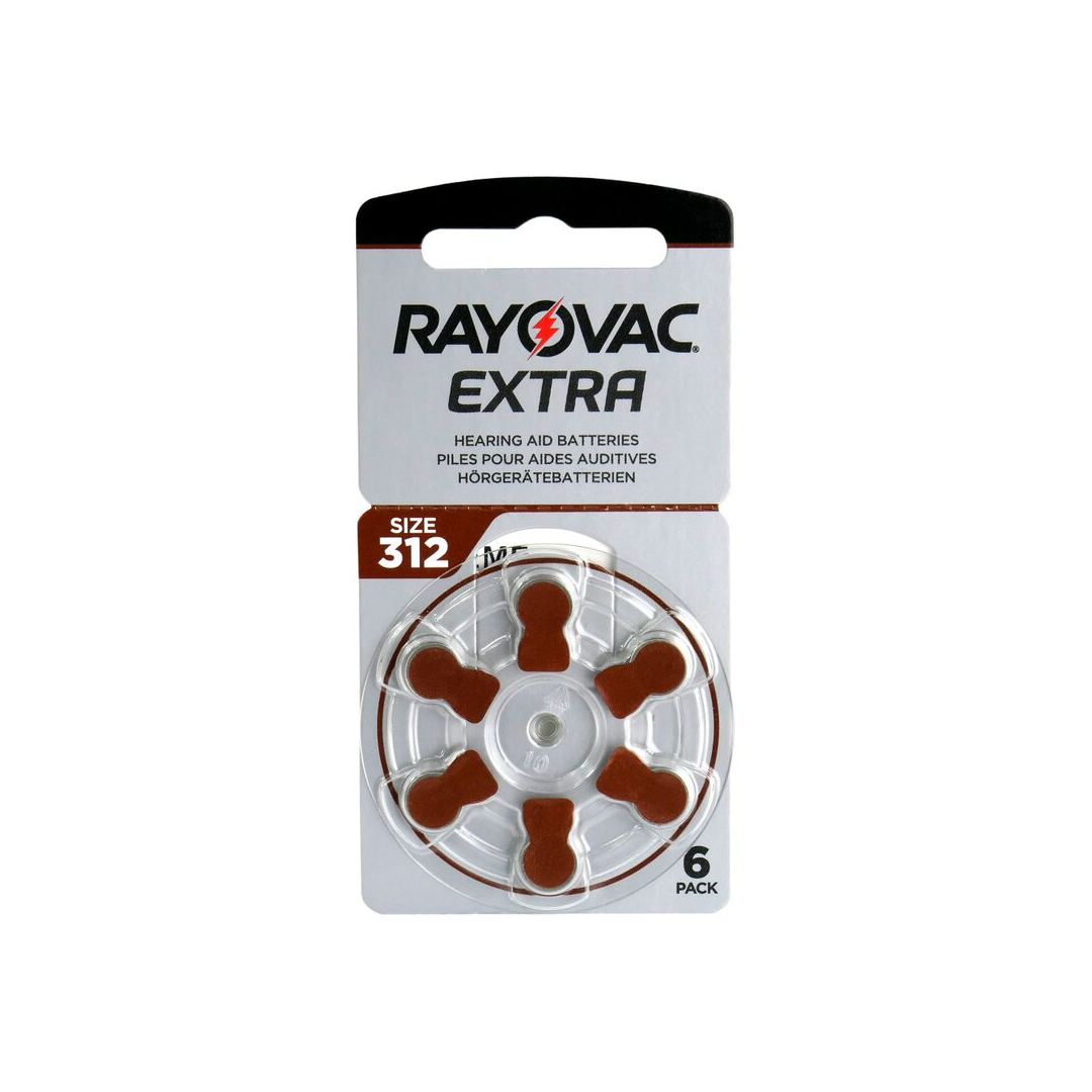 Rayovac Extra 312 for hearing aids x 6 batteries - HelloBatteries