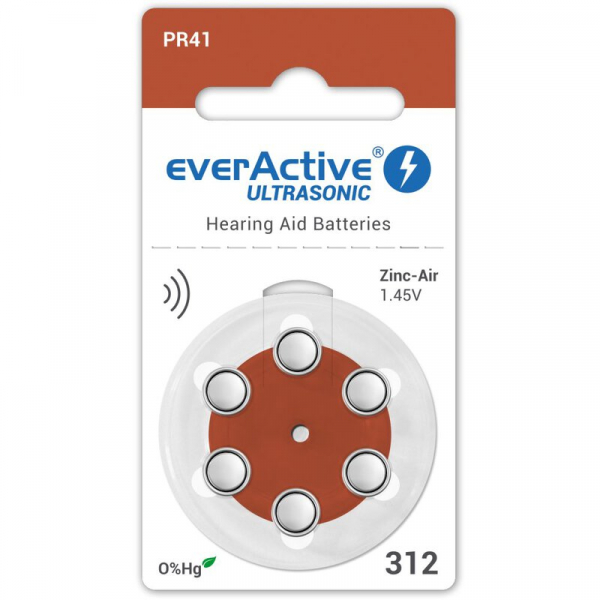 everActive ULTRASONIC 312 for hearing aids x 6 batteries
