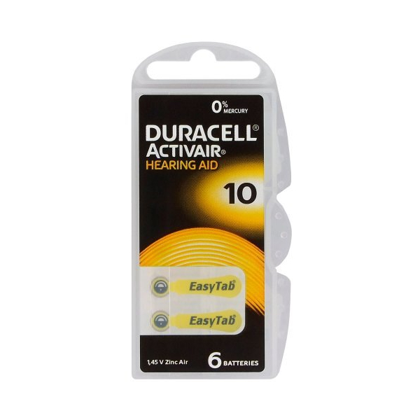 Duracell ActivAir 10 MF for hearing aids x 6 batteries