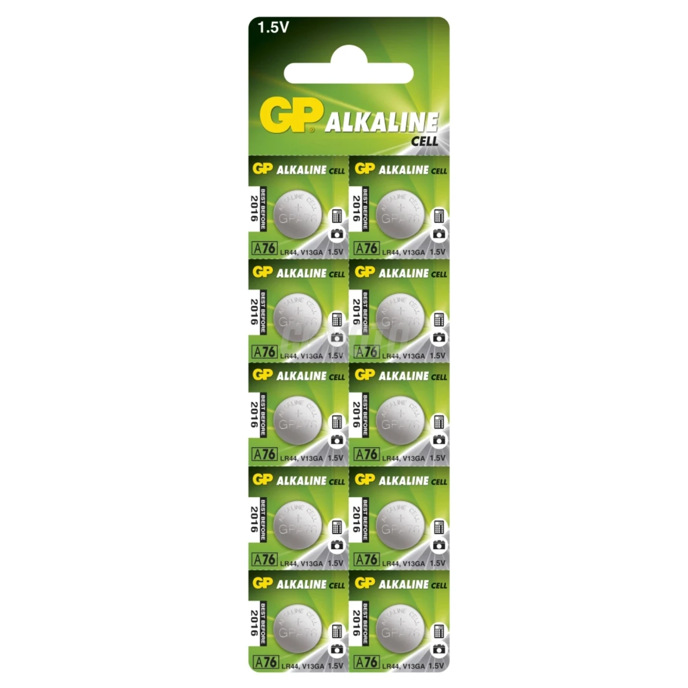 Alkaline button cell battery 10 x GP A76 / LR44 / V13GA - 1,5V - GP Battery Alkaline button cell battery 10 x GP A76 / LR44 / V13GA - 1,5V - GP Battery