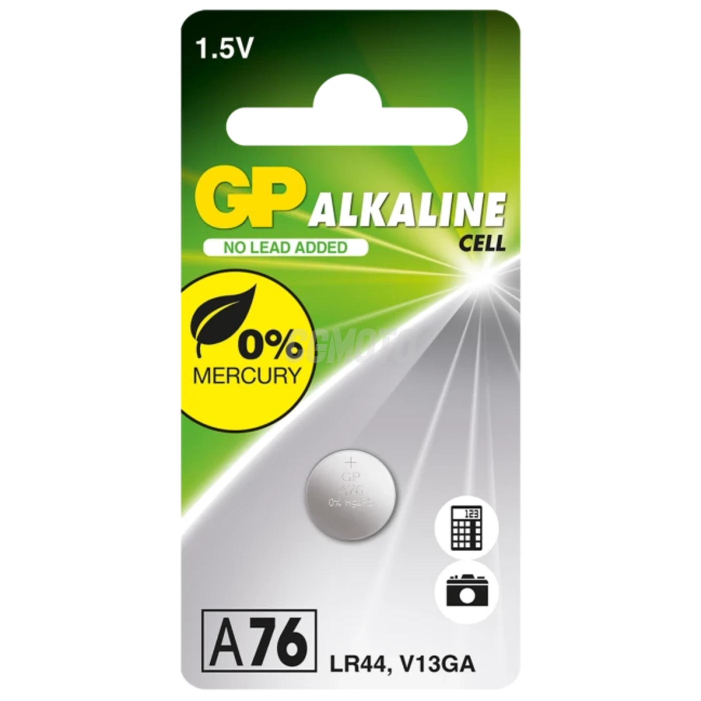 Alkaline button cell battery GP A76 / LR44 / V13GA - 1,5V - GP Battery Alkaline button cell battery GP A76 / LR44 / V13GA - 1,5V - GP Battery