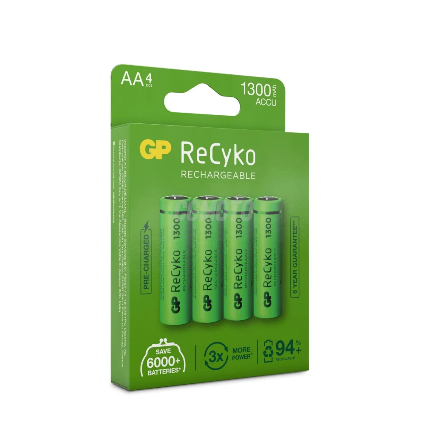 Blister of 4 batteries rechargeable Recyko+ AA 1300mAh Blister of 4 batteries rechargeable Recyko+ AA 1300mAh