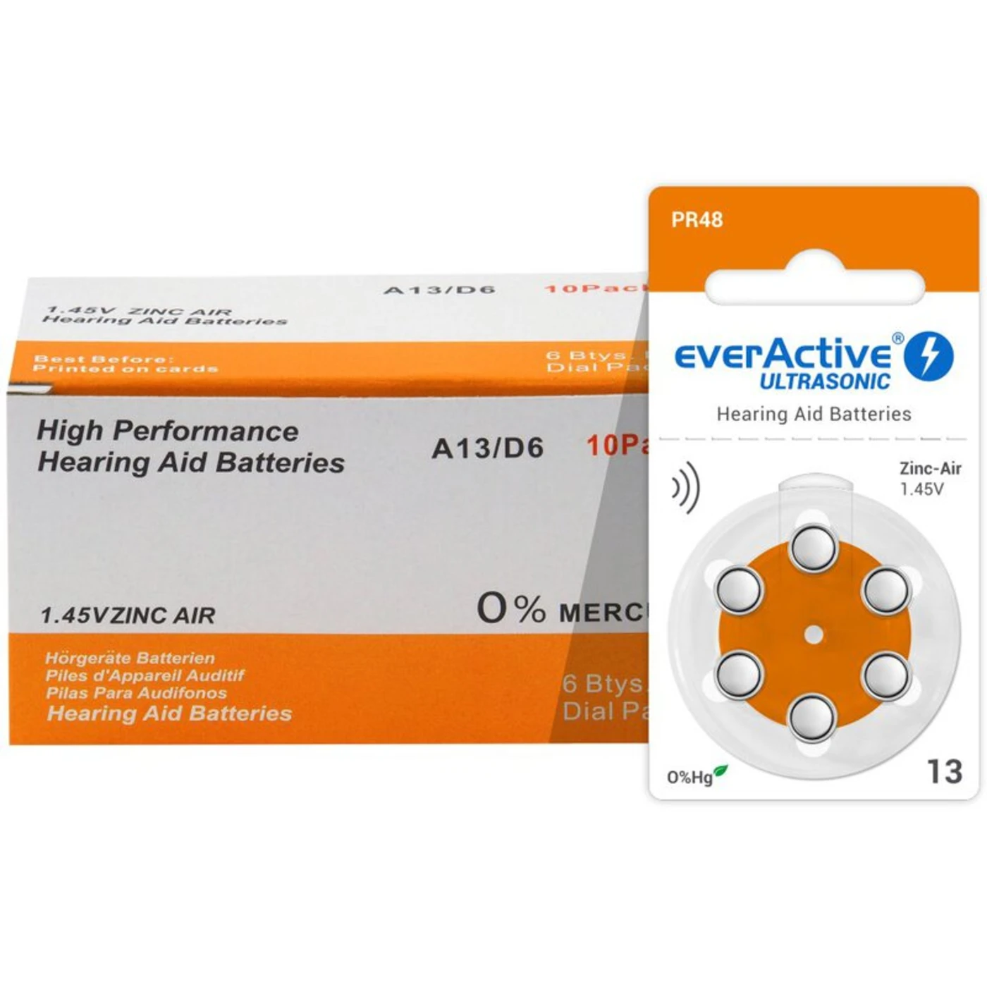 everActive ULTRASONIC 13 for hearing aids x 6 batteries