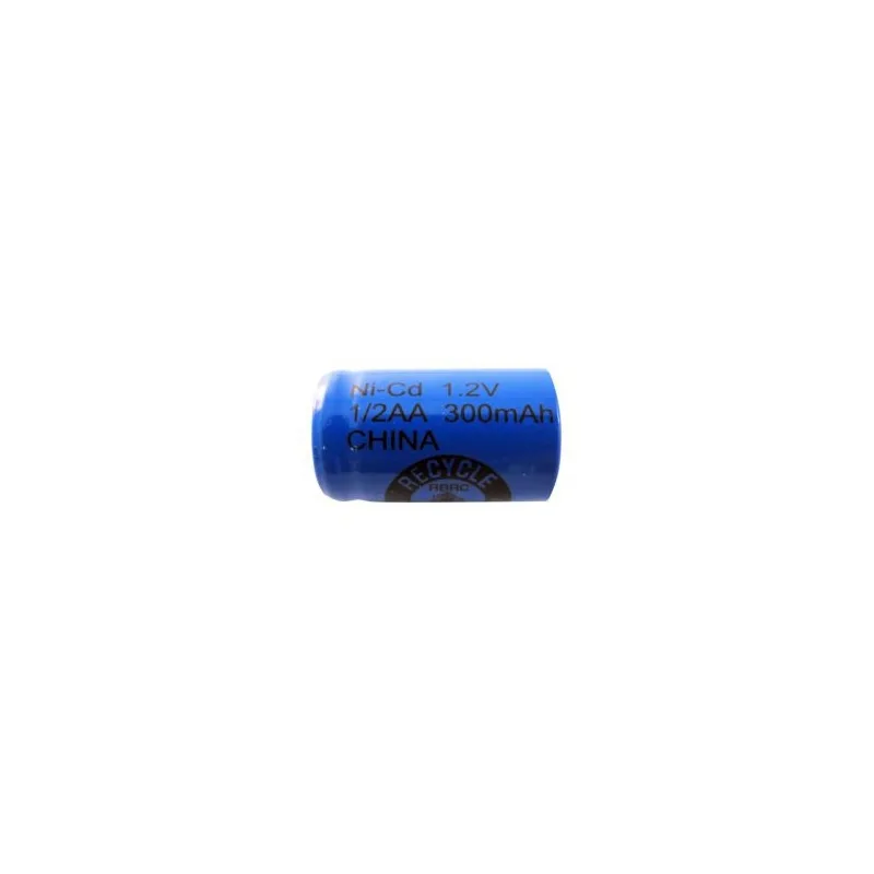 NiCD battery 1/2 AA 300 mAh flat head - 1,2V - Evergreen