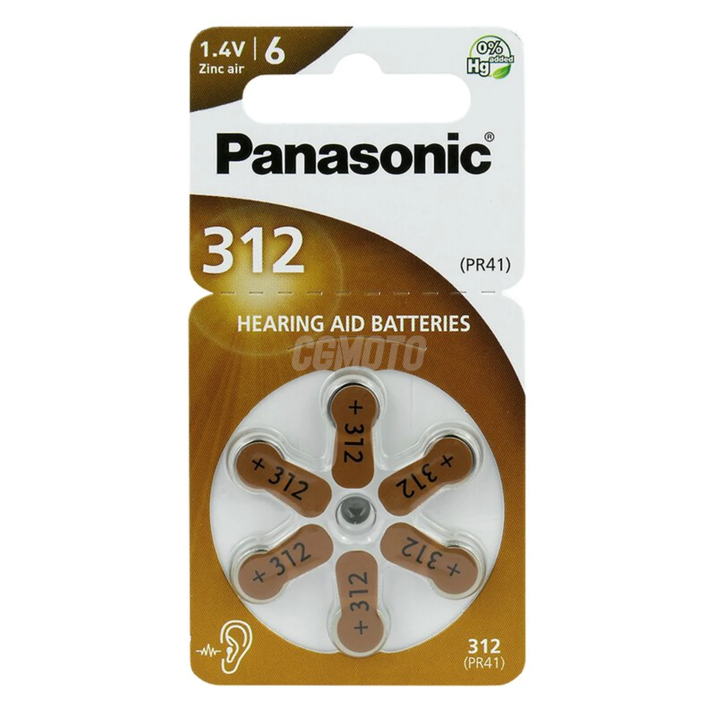 Panasonic 312 for hearing aids x 6 batteries