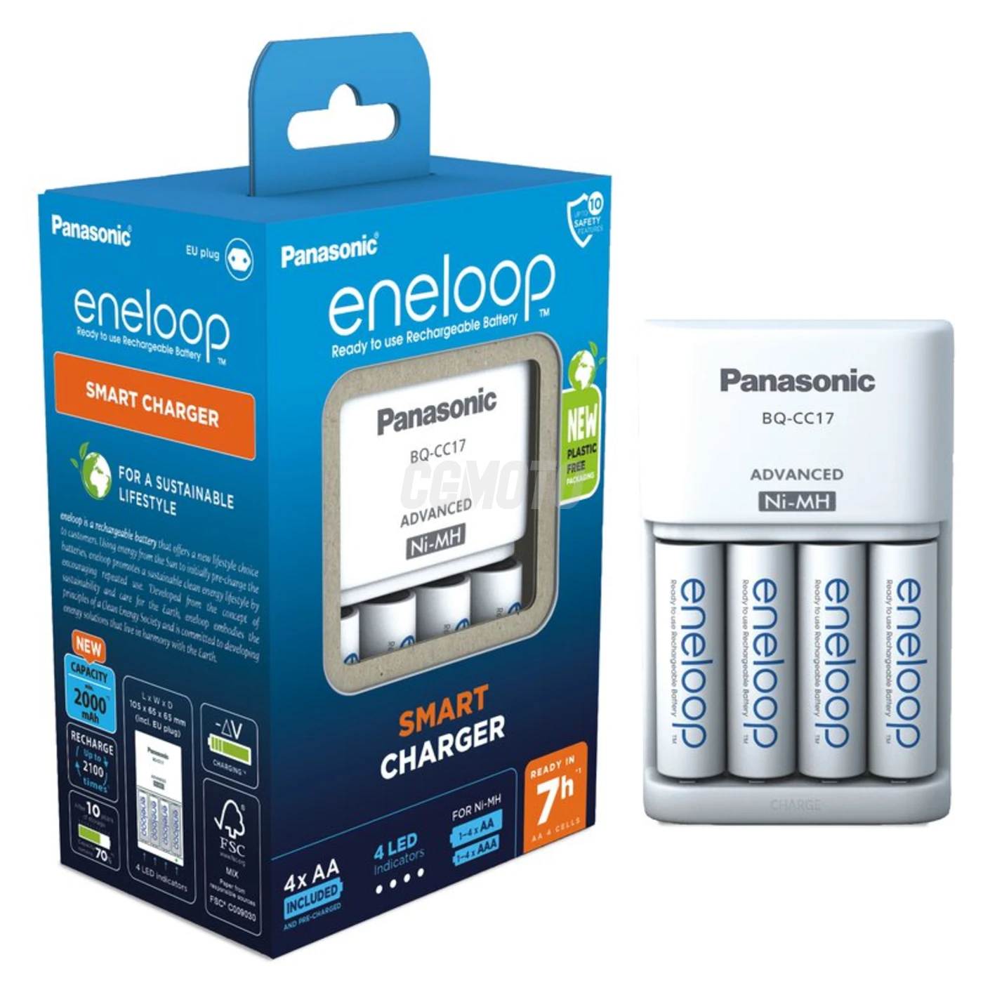Panasonic Eneloop BQ-CC17 rechargeable battery charger Ni-MH + 4 rechargeable batteries LR6/AA Eneloop 2000mAh Panasonic Eneloop BQ-CC17 rechargeable battery charger Ni-MH + 4 rechargeable batteries LR6/AA Eneloop 2000mAh