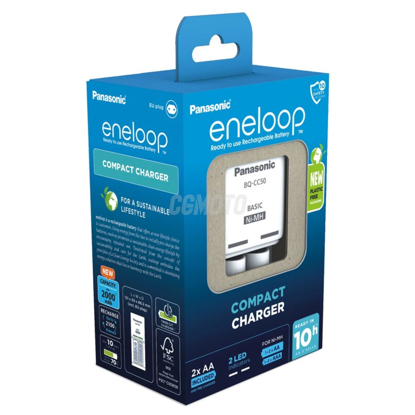 Panasonic Eneloop BQ-CC50 NI-MH rechargeable battery charger + 2 R6/AA 2000mAh batteries Panasonic Eneloop BQ-CC50 NI-MH rechargeable battery charger + 2 R6/AA 2000mAh batteries