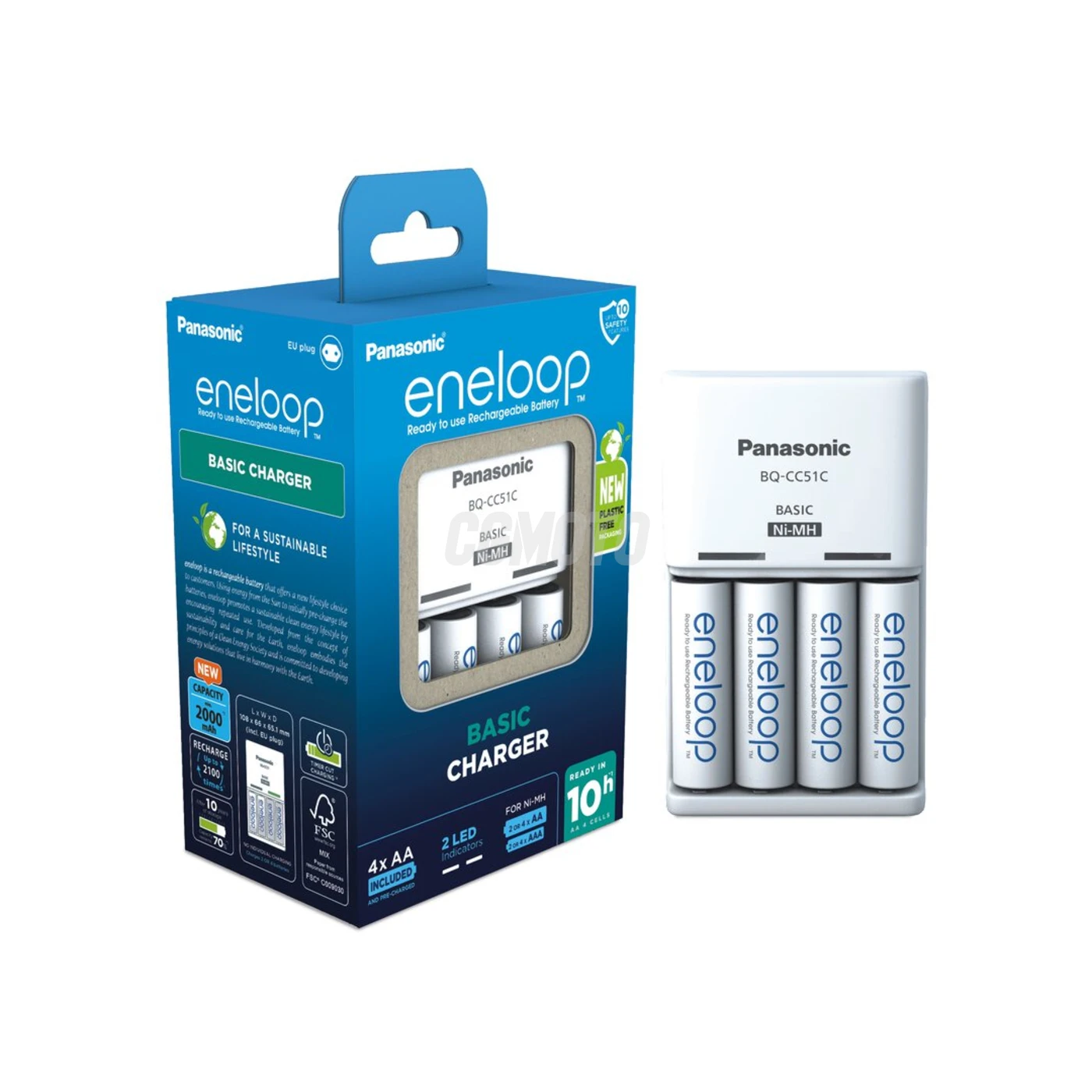 Panasonic Eneloop BQ-CC51 EKO rechargeable battery charger Ni-MH + 4 rechargeable batteries LR6/AA Eneloop 2000mAh