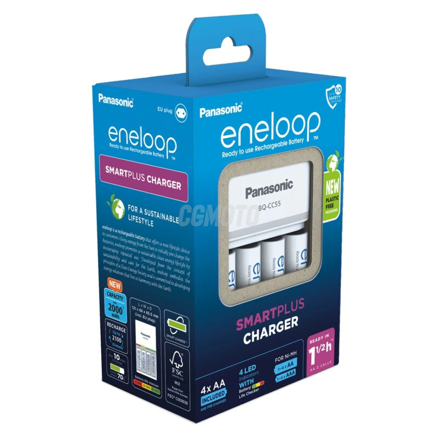 Panasonic Eneloop BQ-CC55 EKO rechargeable battery charger Ni-MH + 4 rechargeable batteries LR6/AA Eneloop 2000mAh Panasonic Eneloop BQ-CC55 EKO rechargeable battery charger Ni-MH + 4 rechargeable batteries LR6/AA Eneloop 2000mAh