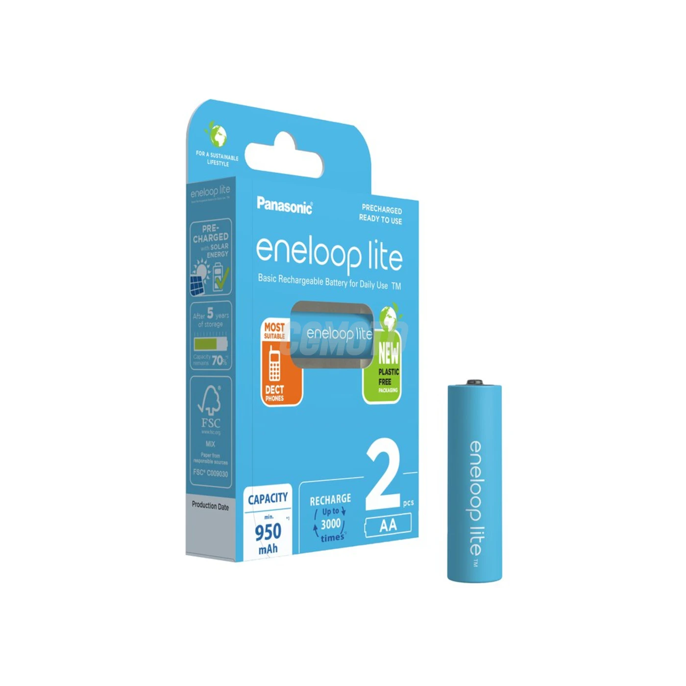 Panasonic Eneloop Lite NEW R6/AA 950mAh x 2 rechargeable batteries (blister)