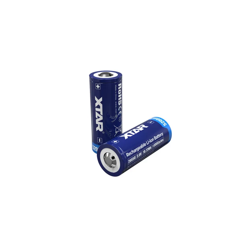 Xtar 26650 3.6V Li-ion 5200mAh battery with BUTTON TOP protection Xtar 26650 3.6V Li-ion 5200mAh battery with BUTTON TOP protection