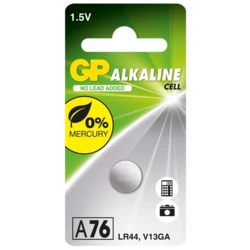 Alkaline button cell battery GP A76 / LR44 / V13GA - 1,5V - GP Battery Alkaline button cell battery GP A76 / LR44 / V13GA - 1,5V - GP Battery