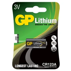 1 lithium battery CR123A 3 V 1 lithium battery CR123A 3 V