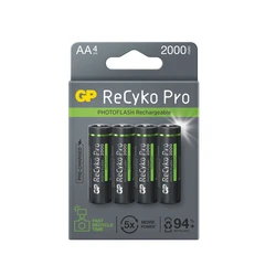 4 rechargeable NIMH batteries Photoflash AA 1,2 V Recyko Pro 2000 mAh