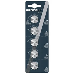 Duracell Procell CR2025 x 5 lithium batteries Duracell Procell CR2025 x 5 lithium batteries