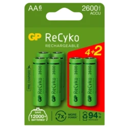Blister of 6 batteries rechargeable Recyko+ AA 2600mAh