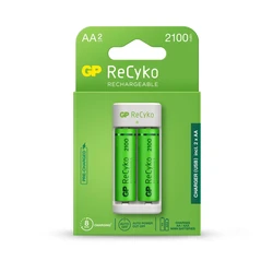Standard charger GP E211 + 2 NiMH batteries AA 2100 mAh